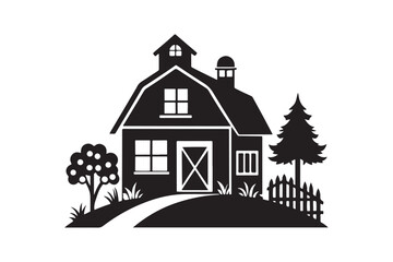 Farmhouse silhouette vector illustration