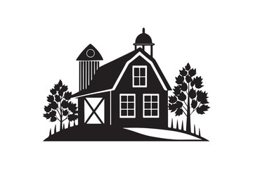 Farmhouse silhouette vector illustration