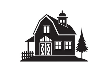 Farmhouse silhouette vector illustration