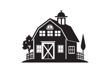 Farmhouse silhouette vector illustration