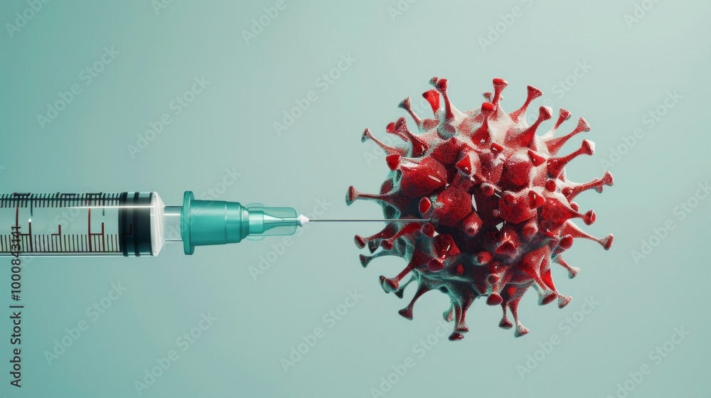 Poster a syringe is being used to inject a red virus into a person