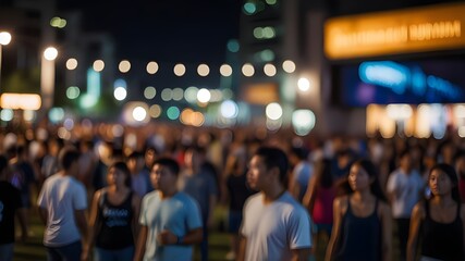 Blur image of night festival for background usage