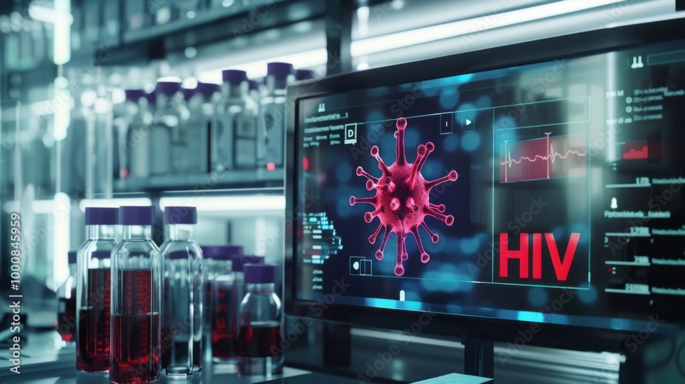 Poster A computer monitor displays a virus on a screen