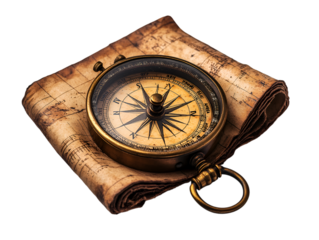 a compass on a folded map

