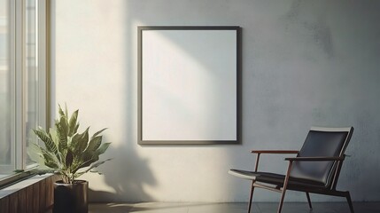 Modern Minimalist Space with Blank Frame