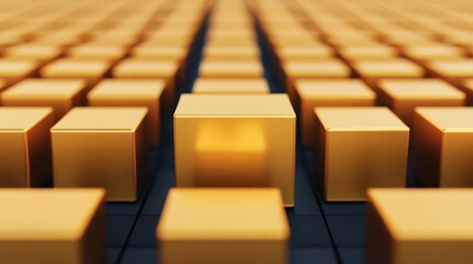 Obraz premium Golden cubes arranged in a captivating pattern.