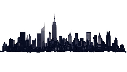 New York City Skyline with Freedom Tower PNG on Transparent White Background
