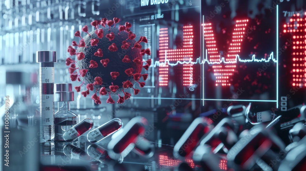 Poster A computer monitor displays a red HV on a screen