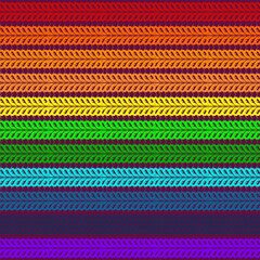 Colorful seamless knitted pattern with geometric stripes and vintage wool texture for fabric and wallpaper design. rainbow knitted pattern.