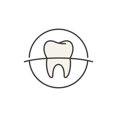 This icon features a stylized tooth enclosed within a partial circle, symbolizing dental health and care. Ideal for medical and pharmacy contexts, emphasizing oral hygiene and dental