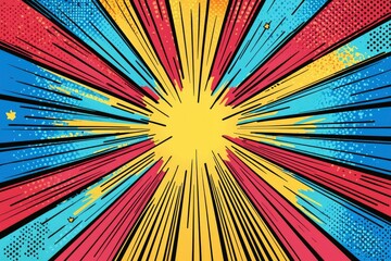 Abstract Comic Book Style Background with Radial Lines