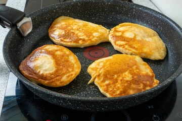 Golden Protein Pancakes: Fitness-Friendly Flapjacks. Nutritious Morning Meal Preparation in Progress