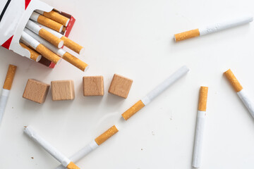 tobacco has tested cigarettes on a white background