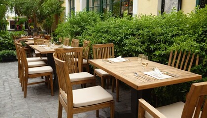 Fototapeta premium Rustic deck with patio furniture and vegetation 3
