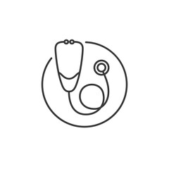 This stethoscope icon is a medical instrument used by healthcare professionals to listen to internal sounds of a patient’s body, such as the heart and lungs, essential for diagnosis and monitoring.