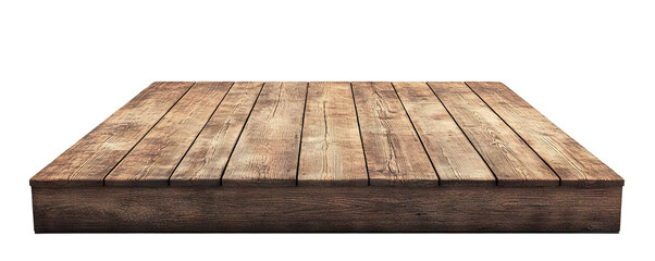 Empty wooden stage platform, isolated on transparent cutout background