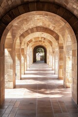 Naklejka premium Long Hallway with Clock