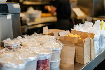 A man is working in a kitchen with a variety of food items, generative ai image