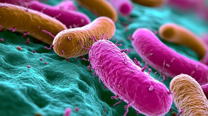 Intricate 3D Visualization of Colorful Bacterial Biofilm Formation on Surface at Microscopic Scale