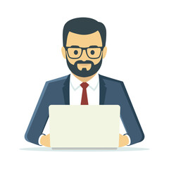 Businessman using a laptop illustration