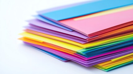 Colorful paper sheets stacked neatly.