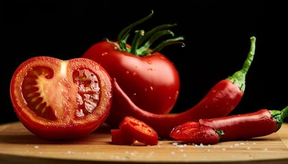 fresh red chilies and tomato sliced