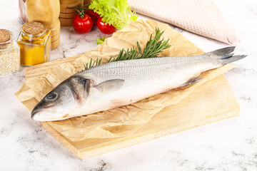 Raw seabass fish for cooking