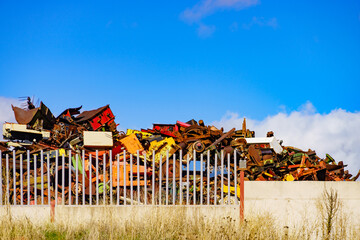 Scrap metal on recycling plant site.