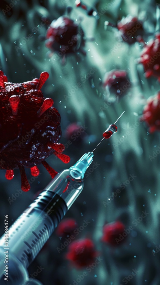 Poster a syringe is being used to inject a red substance into a person