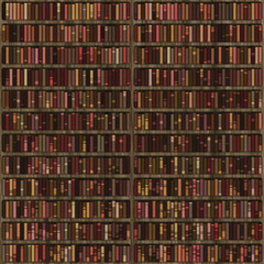 Illustration of book shelf with old and new books