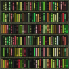 Illustration of book shelf with old and new books