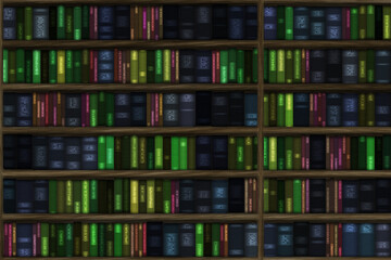 Illustration of book shelf with old and new books