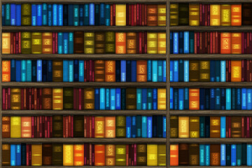 Illustration of book shelf with old and new books
