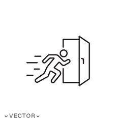 Fototapeta premium emergency exit icon, fire door, safe way, escape, thin line symbol isolated on white background, editable stroke eps 10 vector illustration