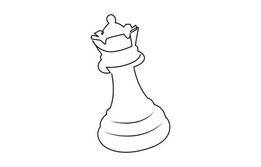 Continuous Line Drawing of Chess Icon. Hand Drawn Symbol Vector Illustration, Queen and pawn, chess pieces continuous one line art illustration. Can used for logo, emblem, slide show and banner.