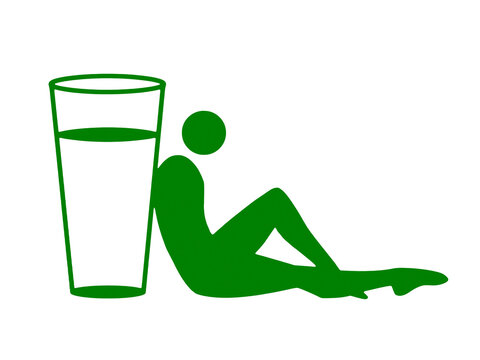 recommend clip art: 飲み物を入れたグラスに寄りかかって座っている人のピクトグラム風イラスト　透過背景の切り抜き
