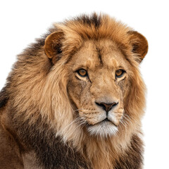 Obraz premium Lion portrait, white isolate background transparent