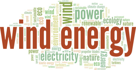 Wind Energy word cloud conceptual design isolated on white background.