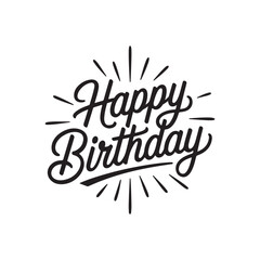 Happy Birthday Silhouette Vector With White Background