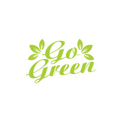 go green logo vector icon  with tree leaves