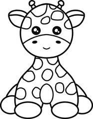 Cute Giraffe Line Art