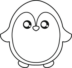 Cute Penguin Line Art