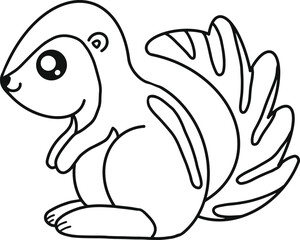 Cute Xerus Groud Squirrel Line Art