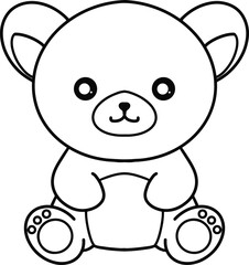 Cute Bear Line Art