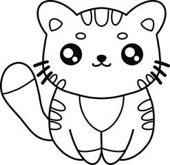 Cute Cat Line Art
