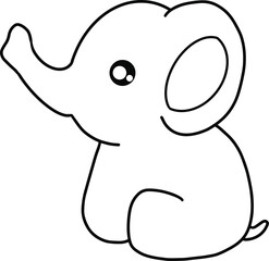 Cute Elephant Line Art