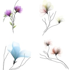 Naklejka premium Flowers background illustration art watercolor print art 