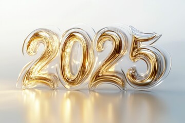 New Year celebration, golden numbers on a soft gradient background, symbolizing hope and new beginnings in a contemporary style Perfect for festive themes and events