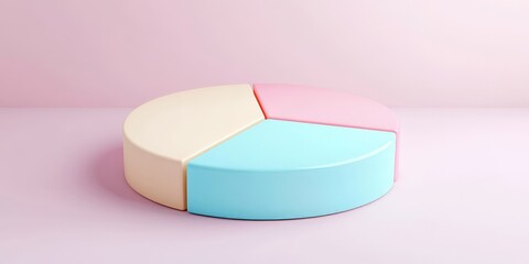 Minimalist 3D Pie Chart with Pastel Colors