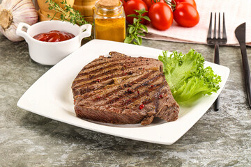 Delicus grilled beef steak with sauce
